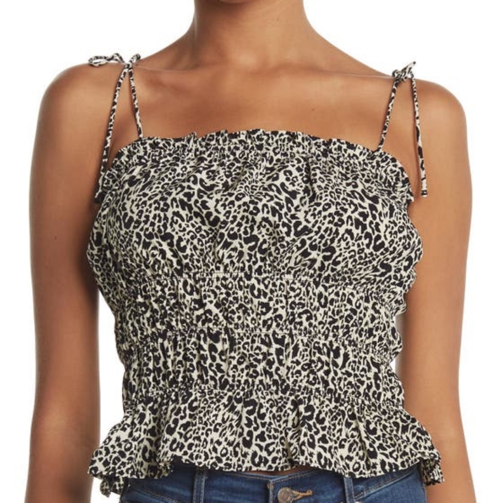 Strappy Tie Shoulder Printed Cami Tank Top